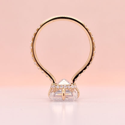 5.2ct Radiant Cut Crushed Ice Moissanite Floating Engagement Ring