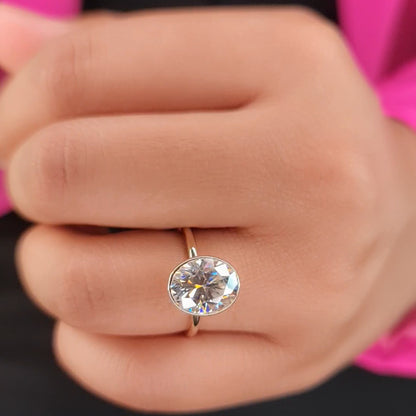 3.74ct Oval Cut Solitaire Bezel 10K Gold Ring