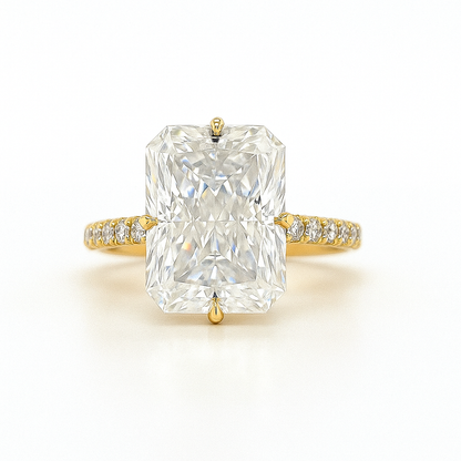 5.2ct Radiant Cut Crushed Ice Moissanite Floating Engagement Ring