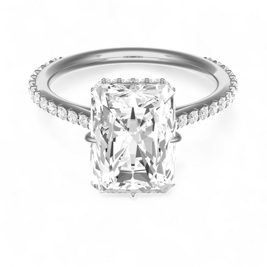 5.2ct Radiant Cut Crushed Ice Moissanite Engagement Ring