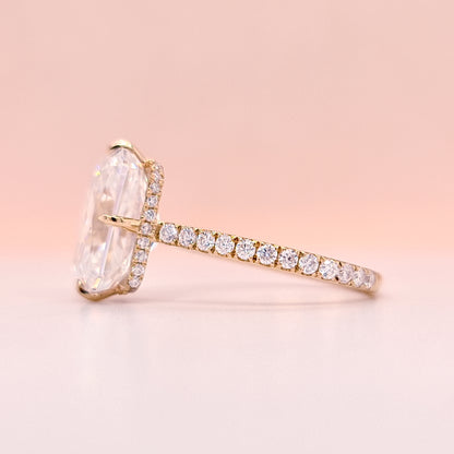 5.2ct Radiant Cut Crushed Ice Moissanite Floating Engagement Ring