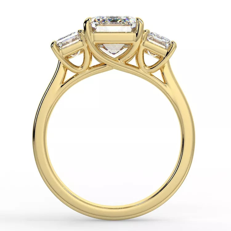 2.23 Emerald Cut Trilogy Moissanite Ring ethical diamond engagement ring