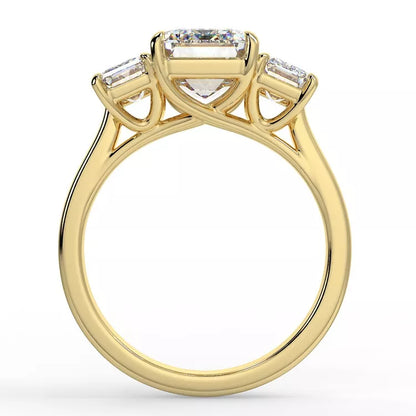 2.23 Emerald Cut Trilogy Moissanite Ring ethical diamond engagement ring
