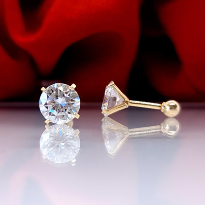 2 Carat tw Round Cut Moissanite Stud Earrings in 14k Yellow Gold Fast next day shipping Sydney Australia Lifetime warranty diamond alternative