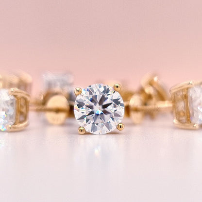 2 Carat tw Round Cut Moissanite Studs