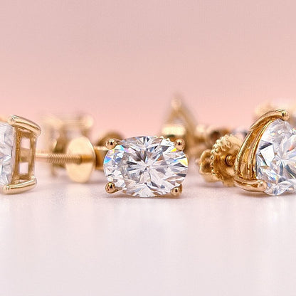 2 Carat tw Oval Cut Moissanite Stud Earrings