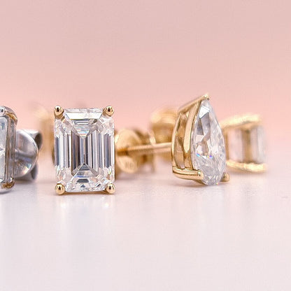 2 Carat tw Emerald Cut Moissanite Stud Earrings