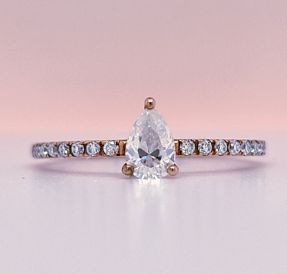 0.4 Carat Pear Moissanite Petite Ring