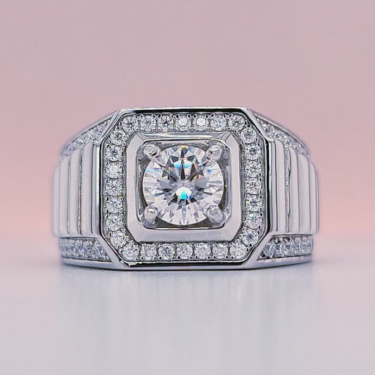 1 Carat Round Moissanite Ring