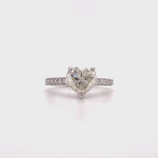 2 Carat Heart Cut Moissanite Pave Ring