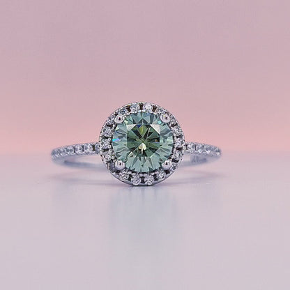 1 Carat Round Moissanite Halo Ring