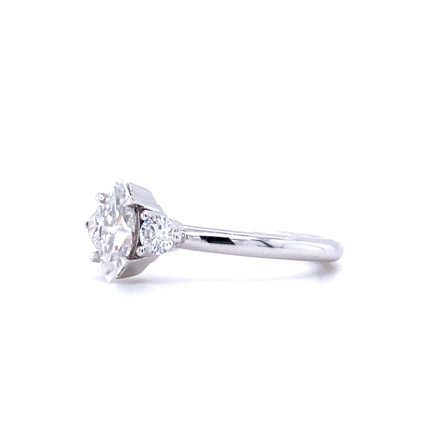 Marquise & Round Cut Moissanite Trilogy Ring