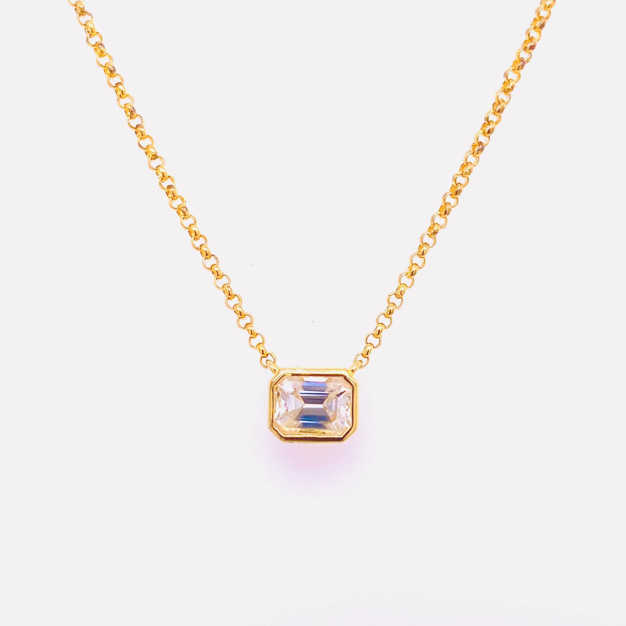 1 carat emerald cut diamond necklace deals