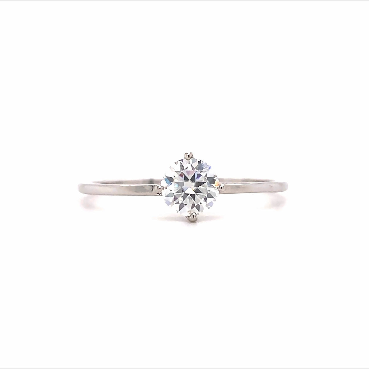 0.5 Carat Round Cut Moissanite Silver Ring