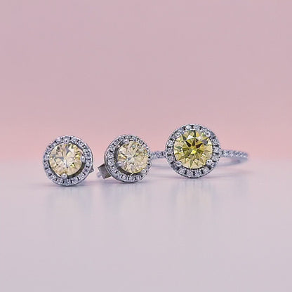 1 Carat tw Round  Moissanite Halo Stud Earrings