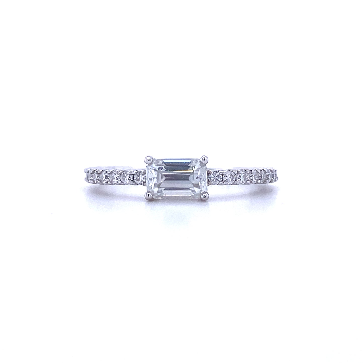 0.5 Carat Emerald Moissanite East West Ring