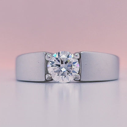 1 Carat Round Moissanite Solitaire Ring