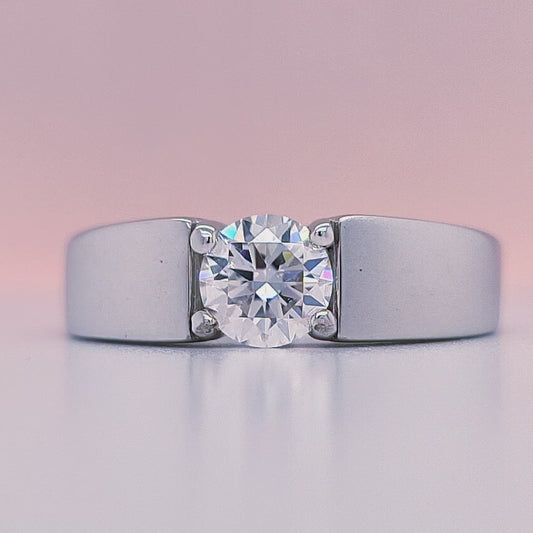 1 Carat Round Moissanite Solitaire Ring