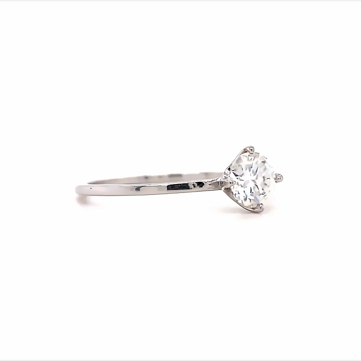 0.5 Carat Round Cut Moissanite Silver Ring