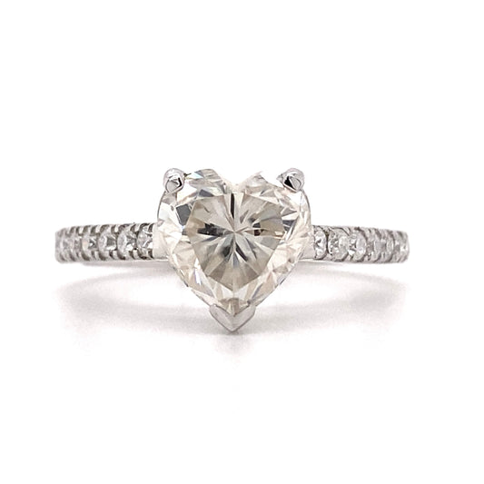 2 Carat Heart Cut Moissanite Pave Ring