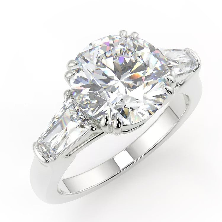 3 Carat tw Round Cut Moissanite Trilogy Ring