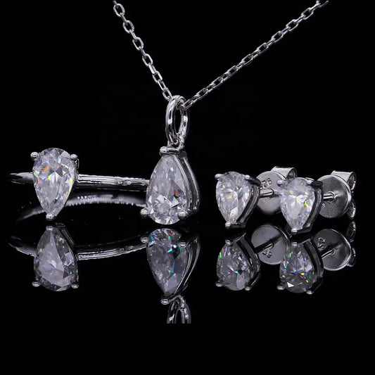 1 Carat Pear Cut Moissanite Necklace