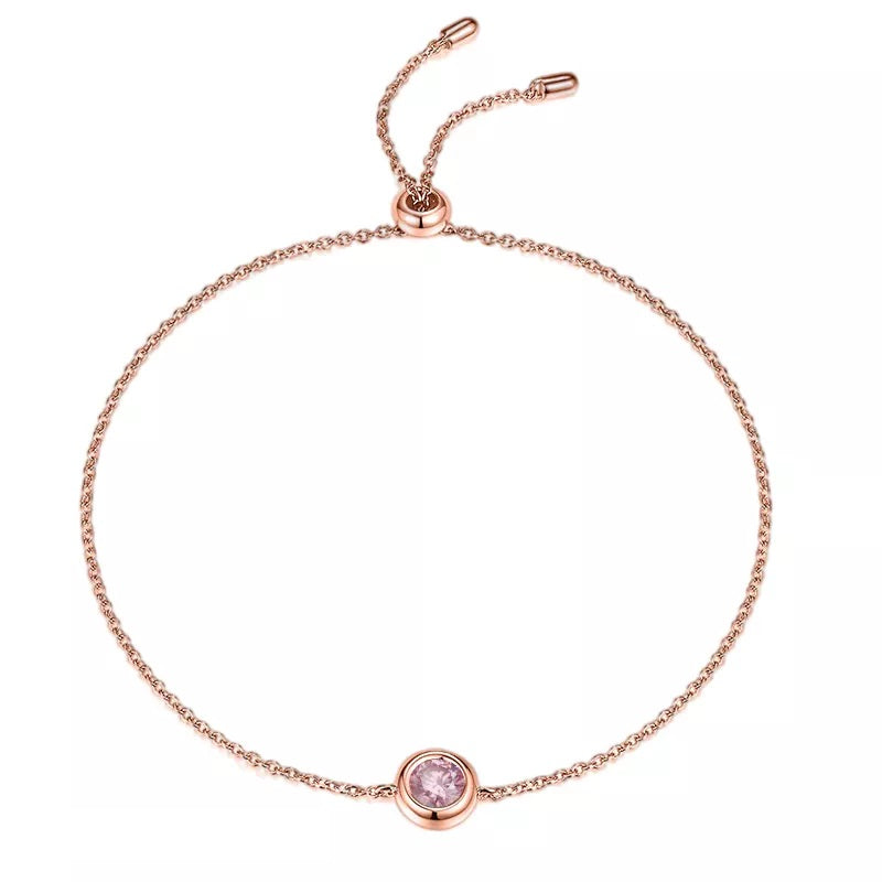 0.5 Carat Round Moissanite Bezel Bracelet in Rose Gold