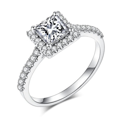 1 Carat Princess Cut Halo Ring