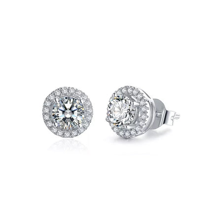 1 Carat tw Round  Moissanite Halo Stud Earrings
