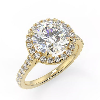 1.6 Carat Round Cut Moissanite Halo Ring