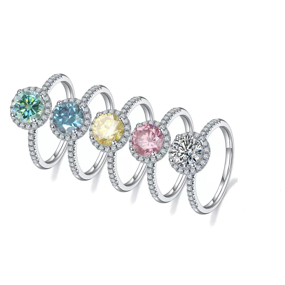 1 Carat Round Moissanite Halo Ring