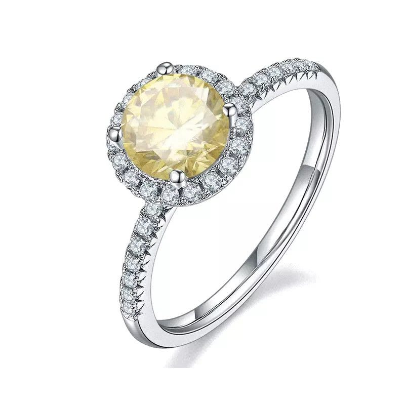 1 Carat Round Moissanite Halo Ring