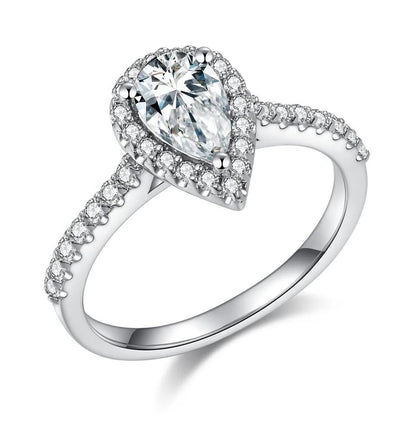 1 Carat tw Pear Cut Halo Ring