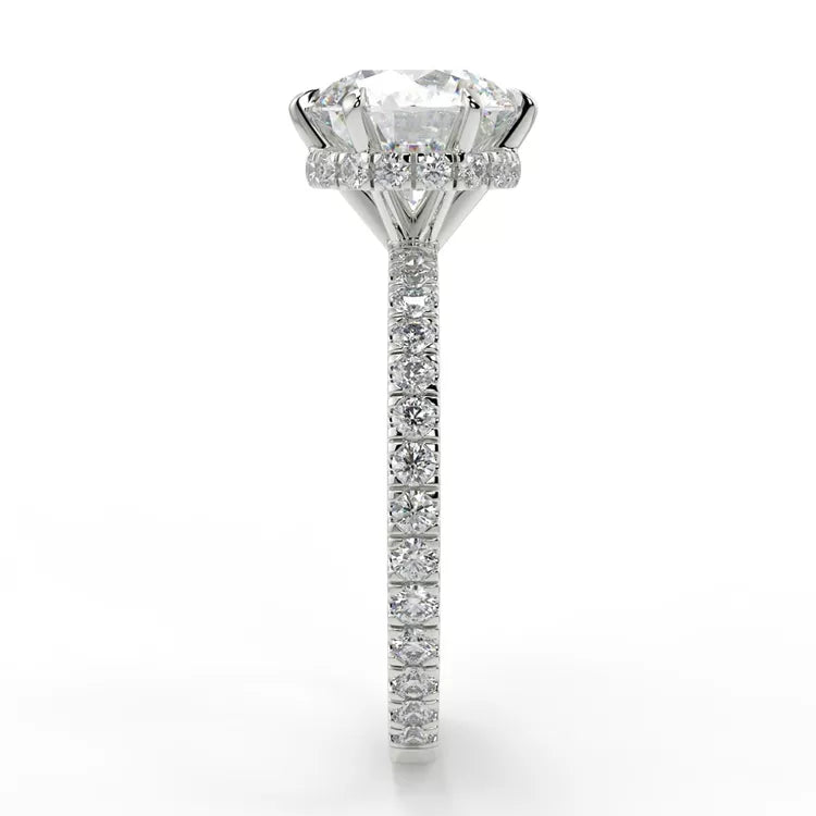 2 Carat Round Cut Moissanite Hidden Halo Ring