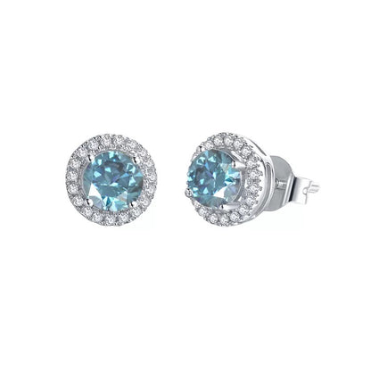 1 Carat tw Round  Moissanite Halo Stud Earrings