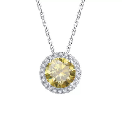 1 Carat Round Moissanite Halo Necklace