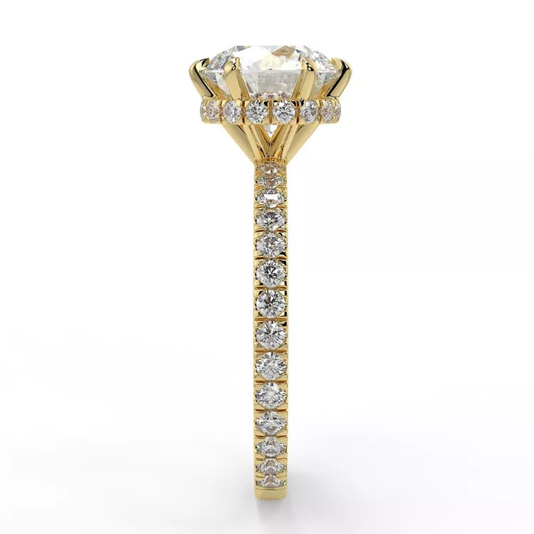 2 Carat Round Cut Moissanite Hidden Halo Ring