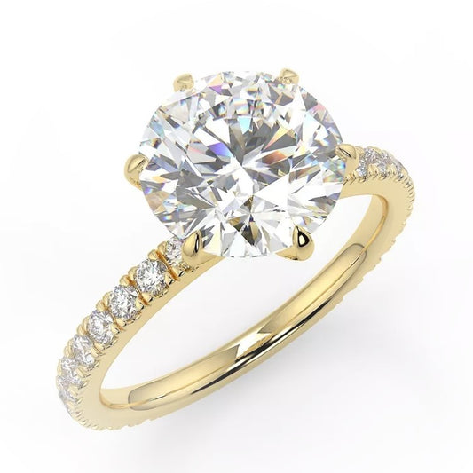 3 Carat Round Cut Moissanite Solitaire Ring