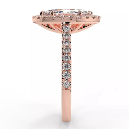 2.2 Carat Marquise Cut Moissanite Solitaire Halo Ring