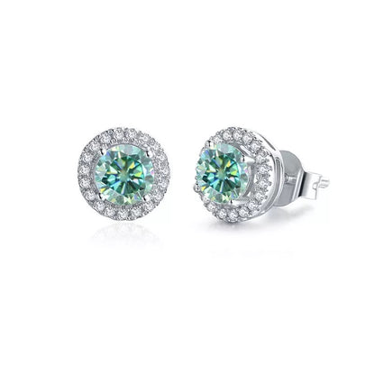 1 Carat tw Round  Moissanite Halo Stud Earrings