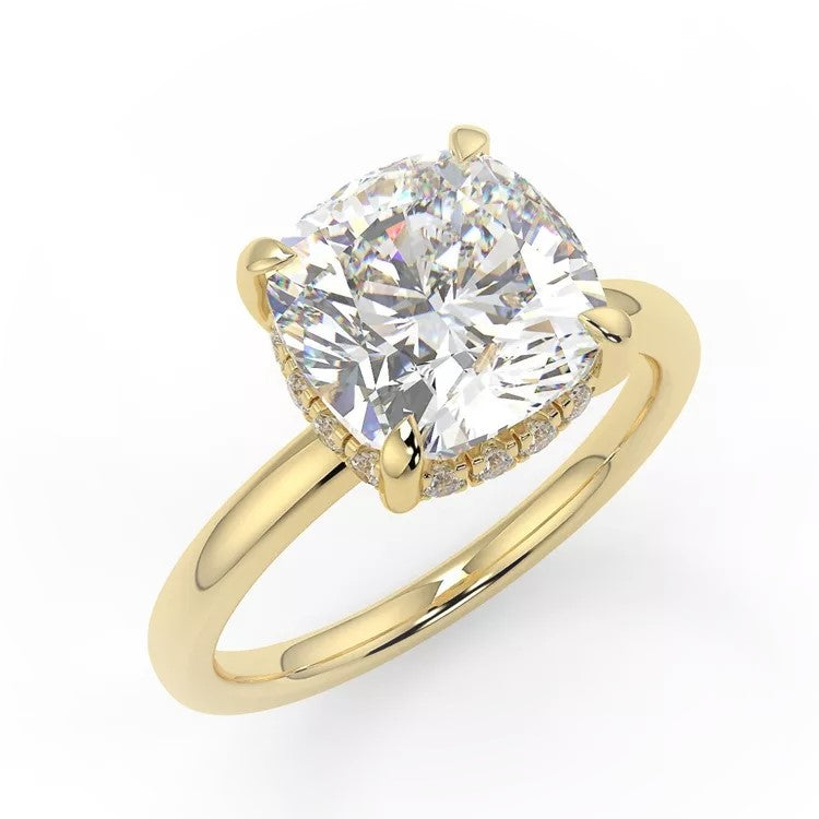 1.5 Carat Round Cut Moissanite Hidden Halo Ring