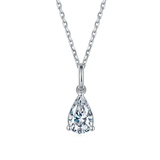 1 Carat Pear Cut Moissanite Necklace