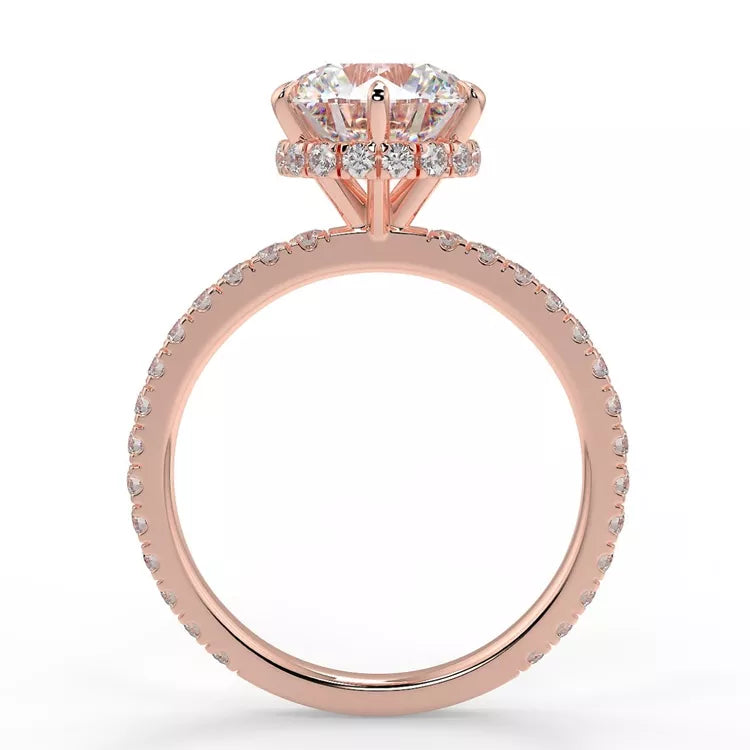 2 Carat Round Cut Moissanite Hidden Halo Ring