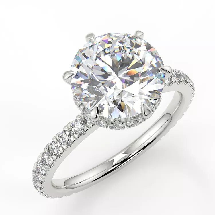 2 Carat Round Cut Moissanite Hidden Halo Ring