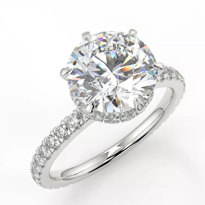 2.26 Carat Round Cut Moissanite Hidden Halo Ring