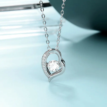 Dancing Moissanite in Heart Pendant