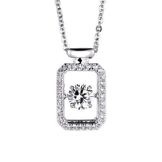 Dancing Moissanite in Rectangle Pendant