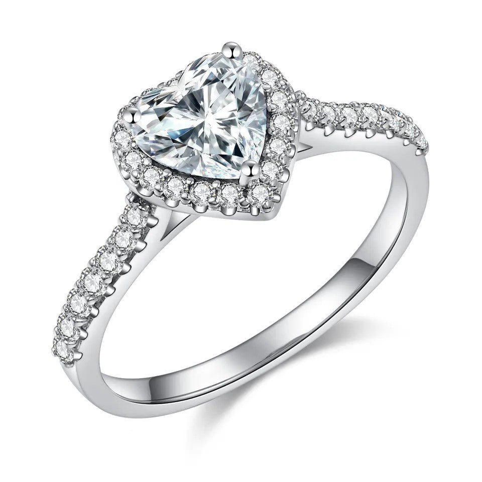 1 Carat Heart Cut Halo Ring