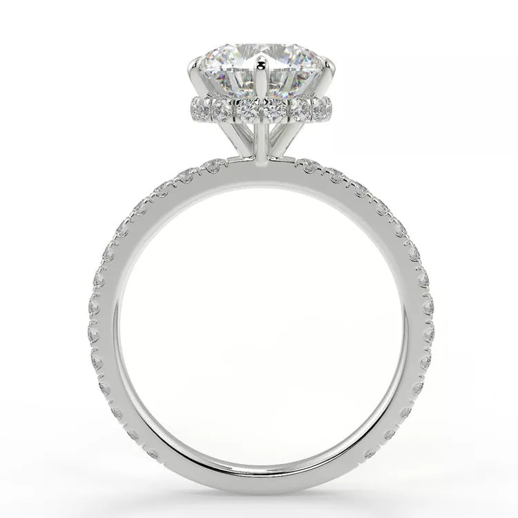 2 Carat Round Cut Moissanite Hidden Halo Ring