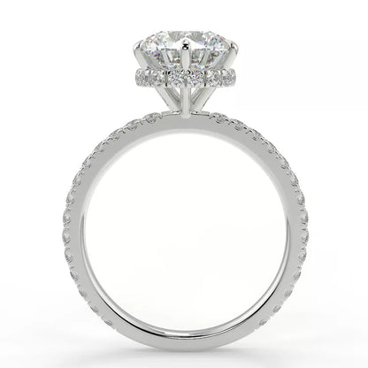 2.26 Carat Round Cut Moissanite Hidden Halo Ring